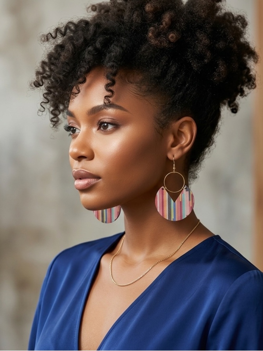 Multicolored wooden earrings